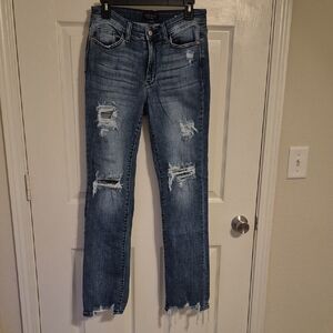 Judy Blue Distressed Denim Jeans - Blue